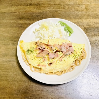 焼きうどんレシピ　オム焼きうどん